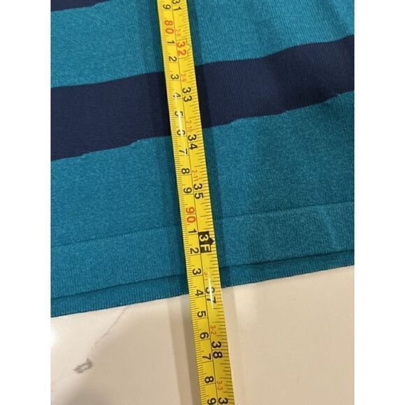 Max Studio Women’s Knit Striped Sweater Dress Sz L Blue Teal Stretch - Picture 7 of 8